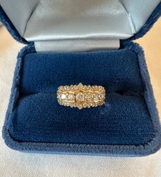 14k Yellow Gold & Sparkly Diamond Band - 21