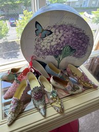 9 Victorian Shoe Replicas Approximately 8 Inches With Box - B5
