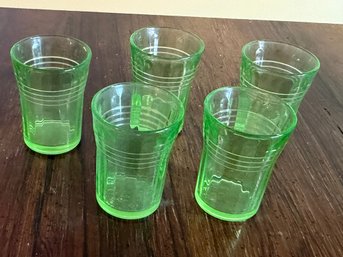 5 Uranium Glass Shot Glasses - 19