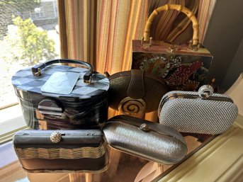 6 Structured Unusual Shaped Evening Handbags Some New Some As Is - B15