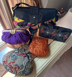 5  Beaded Vintage Evening  Bags In Royal Colors Includes Lord And Taylor And Christiani - B19