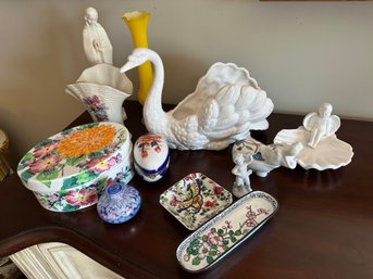 Assorted Lot Includes Fitz And Floyd Swan Goble Hummel Madonna Lenox Vase - B36