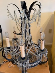 Vintage Black Wrought Iron And Crystal - Lv