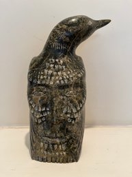 Canadian Inuit/Eskimo Art Carved Bird By Inuk Artist Isaacie Etidloie - LR1