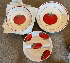 Sun Dried Tomato Serving Set: 2 Big Bowls, Divided Bowl & 10 Individual Bowls - K51