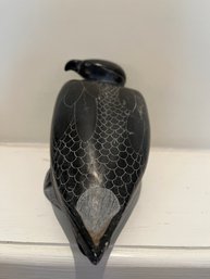 Inuit Art Soapstone Carved Bird Signed And Numbered - LR4