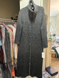 New Charcoal Gray Long Sweater Coat With High Collar Size Med. - 2F4