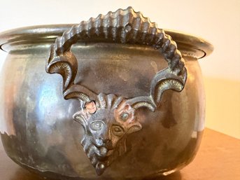 Vintage Brass Jardiniere Planter With Animal Head Handles - 81
