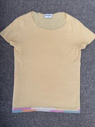 Authentic Chanel Cashmere Yellow Pastel Short Sleeved Sweater - MB4