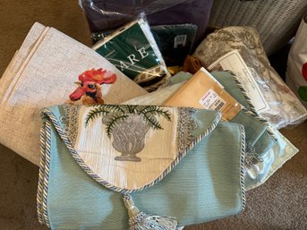 Box Of Linens: Table Clothes, Runners, Etc. Some New - 2F17