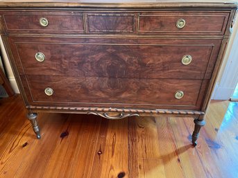 Antique Louis XVI Style French Chest On Wheels With Carved Detailing & Brass Fixtures - BDA1