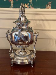 Victorian Inspired Tilting Ornate Tea Pot W/ Burner Stand - Stamped Silver On Copper, 3 Piece - DR3