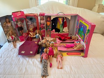 Barbie, Barbie And More Barbies! Loose And In Boxes Plus Case, Car & Ken - BDA22