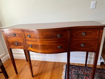 Beautiful Shiney Mahogany Inlayed Hepplewhite Sideboard With Serpentine Front Ca. 1830 - Fr14