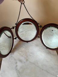 Antique Hanging Tri-Fold Shaving Beveled Mirror - BDA29