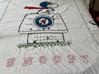 Vintage Cotton Snoopy Our Hero Coverlet - One Pillow Cover - BDB9