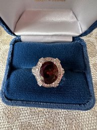 14k White Gold Large Gemstone And Diamond Ring - 6