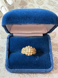 14k 585 Yellow Gold Diamond Flower Shaped Ring - 26