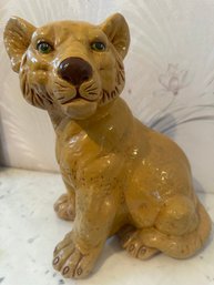 Mid Century Ceramic Lion Cub Statue - F7