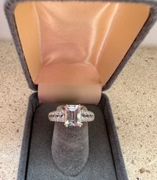 14k Yellow Gold & Pale Blue Gemstone W/ Emerald Cut - 64