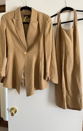 Designed By Mortana Of Italy Two Piece Halter Dress With Jacket - Goldtone Buttons - MB18