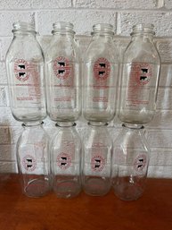 Eight Vintage Ronny Brook Farm Dairy NY Milk Bottles - #83