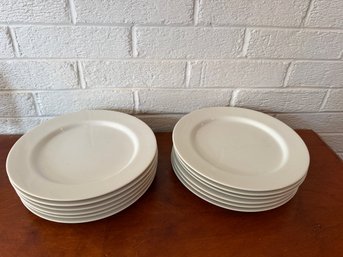 Twelve White Pottery Barn 9 Inch Plates - #142