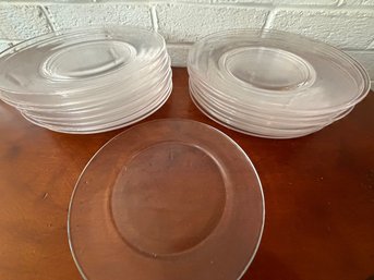 17 Clear Glass 8.5 Inch Dinner Plates Plus One Smaller Plate - #148