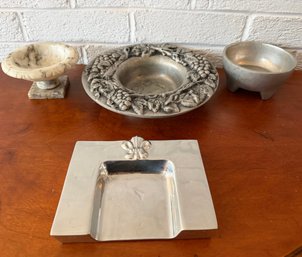 Pewter And Marble Mixed Lot Includes Large Fruit Dish - #149