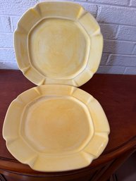 Two Large Pinchware Yellow Plates - #151