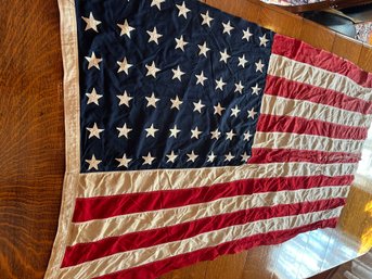 Family Heirloom Antique 48 Star American Flag With Hand Sewn Stars And Stripes