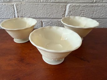 3 White Footed MacBeth-evans Chinex Ivory Footed Sherbet Bowls  - P51