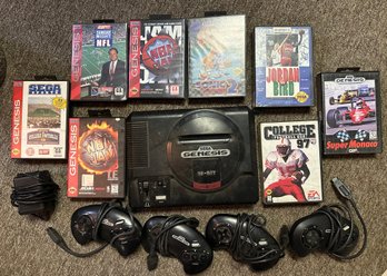 Vintage Sega Genesis 16 Bit Game System, 4 Controllers & 9 Games - C41