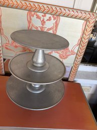 Three Graduating Size Pewter Cake Stands - S8