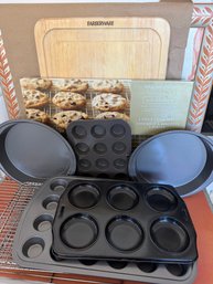 Bakers Lot Of Muffin Pans, Cooling Racks, Cutting Boards And More - S32