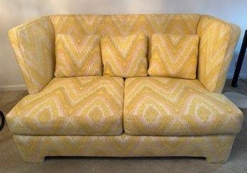 Milo Baughman For Thayer Coggin Mid Century Shelter Sofa W/ Chevron Upholstery- F1