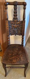 1800s Victorian Era North Wind Intricate Craved Wooden Chair With Face - F12