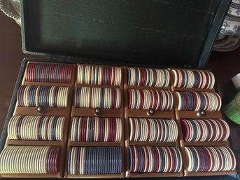 1920's Clay Poker Set In Case - DR14