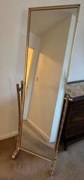 Vintage Gold Tone Bamboo Style Adjustable Floor Mirror - F15