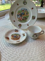 Antique Tiny Todkins Sevres Royal Baby Plate Early 20th Century Lot Of 3 Pcs - K8