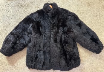 Black Mink Short Fur Coat With Reversible Leather/canvas - F20