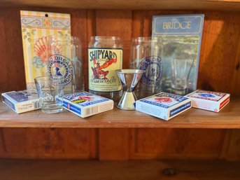 Game Night Accessories Includes Playing Cards And Shot Glasses - K17