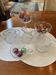 Clear Glass Hostess Lot Includes Irish Crystal, Trinket Dish, Sugar And Creamer Plus More - K21