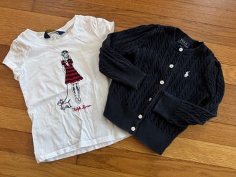 Ralph Lauren Polo Fashion Tee & Navy Cardigan Size 3T