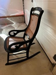 Vintage Black Cane Rocking Chair - G10