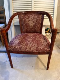 Beautiful Upholstered Art Nouveau Style Mahogany Chair With Carved Arms And Back - G12