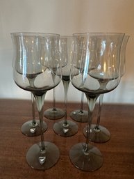 7 Vintage Orrefors Rhapsody Smoke Glass Stemmed Glasses From Sweden - 66
