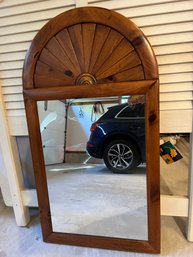 Ethan Allen Country Craftsman Fan Detail Hanging Pine Wall Mirror - G13