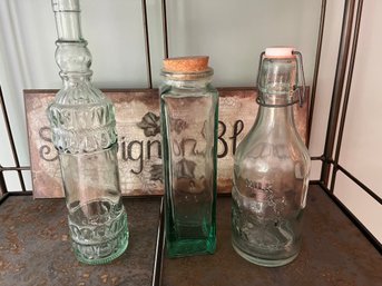 3 Clear Bottles And Sauvignon Blanc Wall Sign - K38