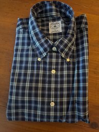 Brooks Brothers Mens Plaid Cotton Lg Button Front Shirt